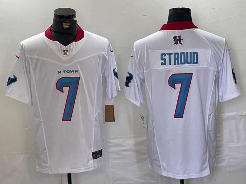 Men Houston Texans #7 Stroud White Three generations 2025 Nike Limited NFL Jersey style 21